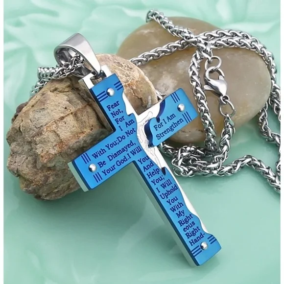 Sheer Stainless Steel Crucifix Cross Necklace Men